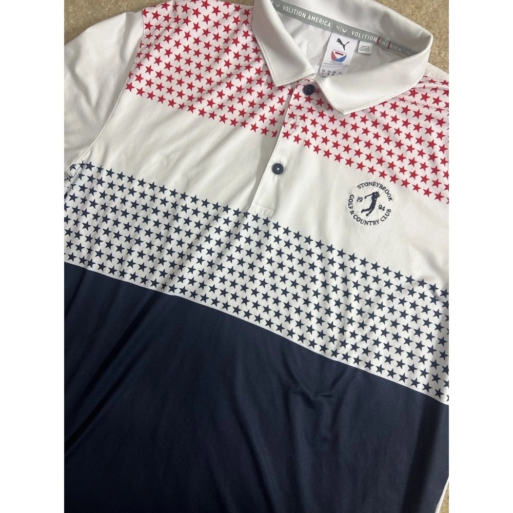 Puma Volition Polo Shirt Mens Large‎ USA America Stonybrook Golf Country Club